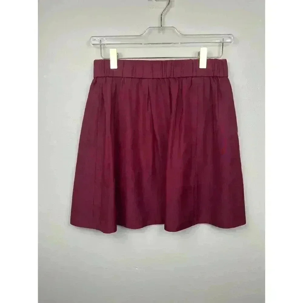 Wilfred Burgundy Silk Mini Skirt - Size Small